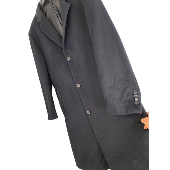 VTG Lauren Ralph Lauren Mens Black Wool Pirro Trench Coat Size 44R RCC10701 GUC - Picture 1 of 10